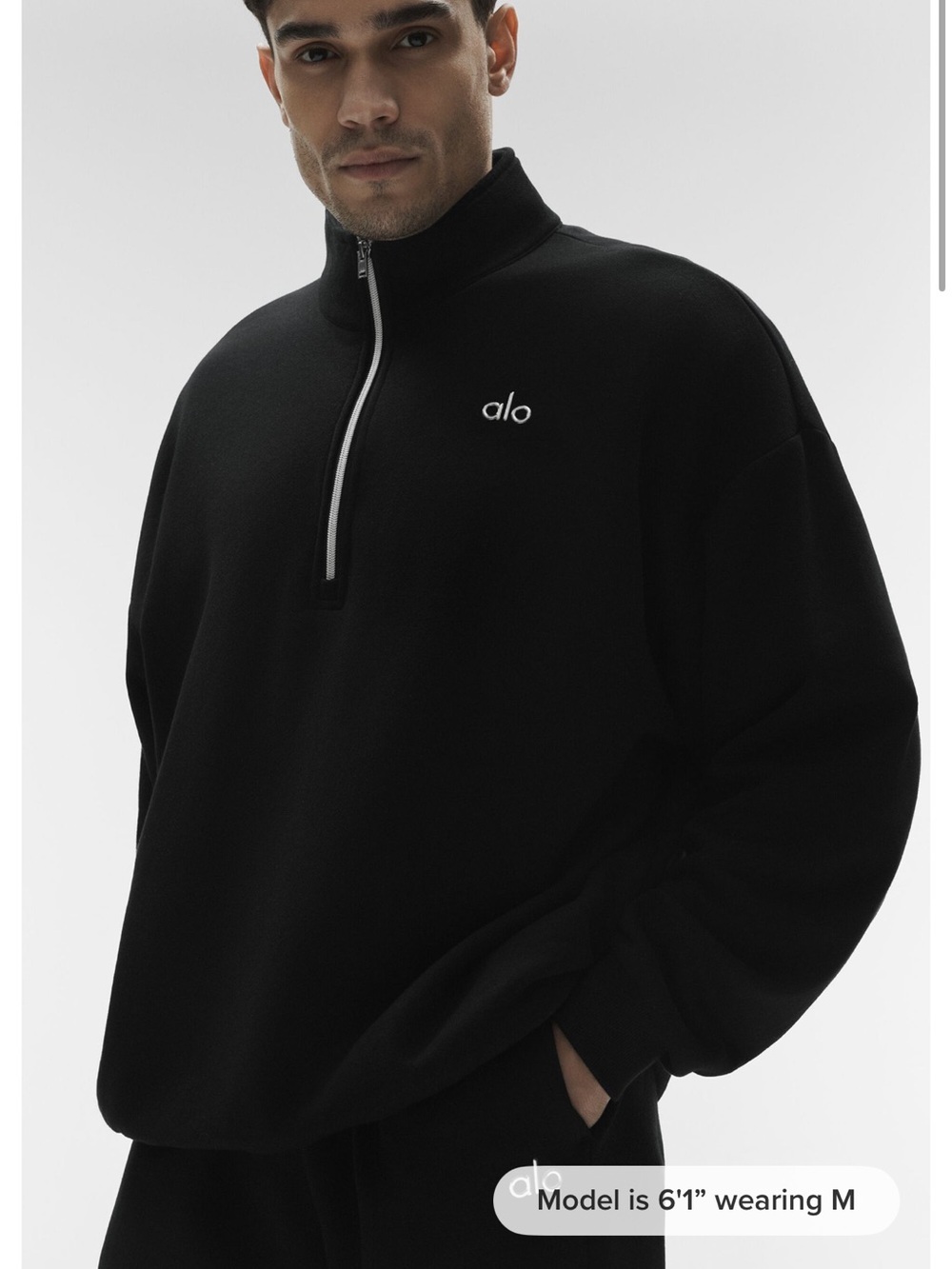 ALO Yoga Men’s Black Half-Zip Pullover Sweater